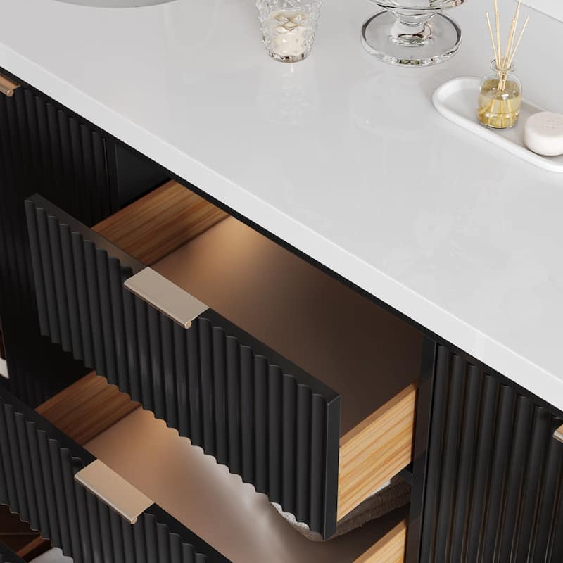 Ariel P73DWQOVO Milan 73" Free Standing Double Basin Vanity Set with