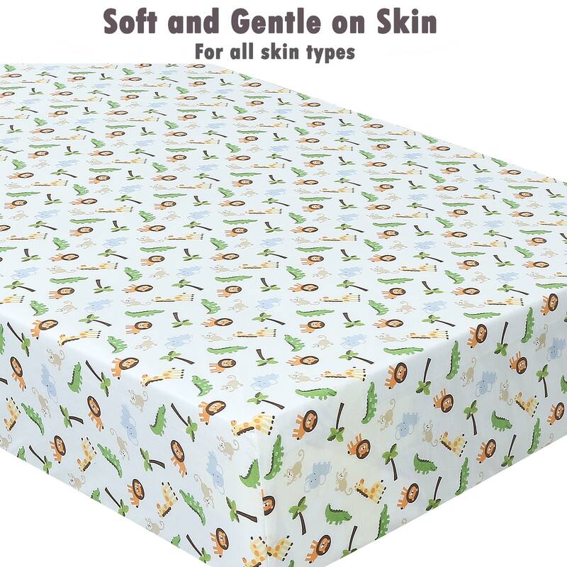 Unisex Multi-color Cotton Toddler/Baby Crib Child Fitted Sheet Set (Pack of 3) - N/A