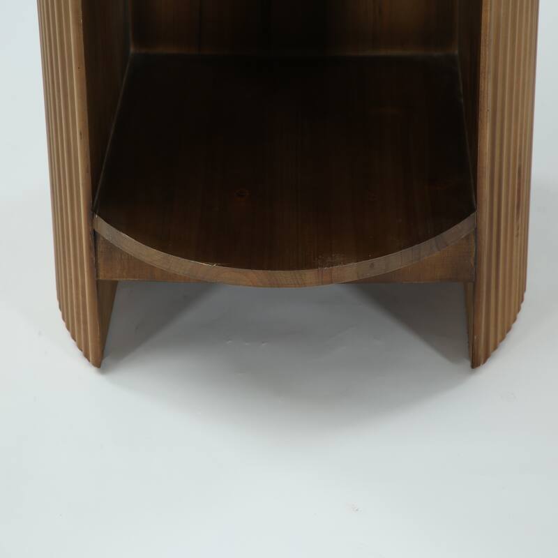2-Tier Round End Table with Drawer, No Assembly Required, Wooden Beside Table, Circle Nightstand for Bedroom, Living Room