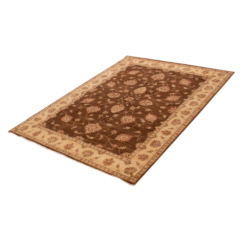 ECARPETGALLERY Hand-knotted Jamshidpour Dark Brown Wool Rug - 6' 6" x 9' 3"