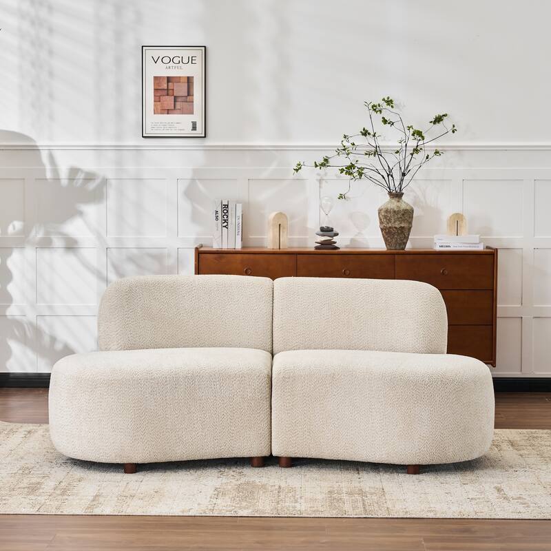 Christopher Knight Home - Cloud Moderne Upholstered Curved Modular Sectional Sofa Boucle Armless 74-Inch