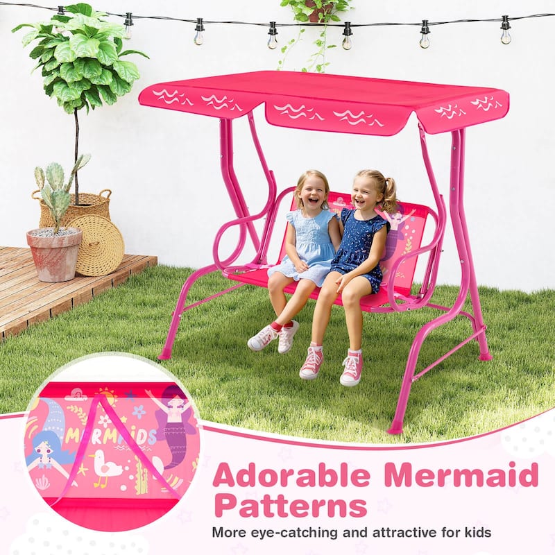 Costway 2-Seater Toddler Porch Swing Chair with Metal Stand Adjustable - See Details