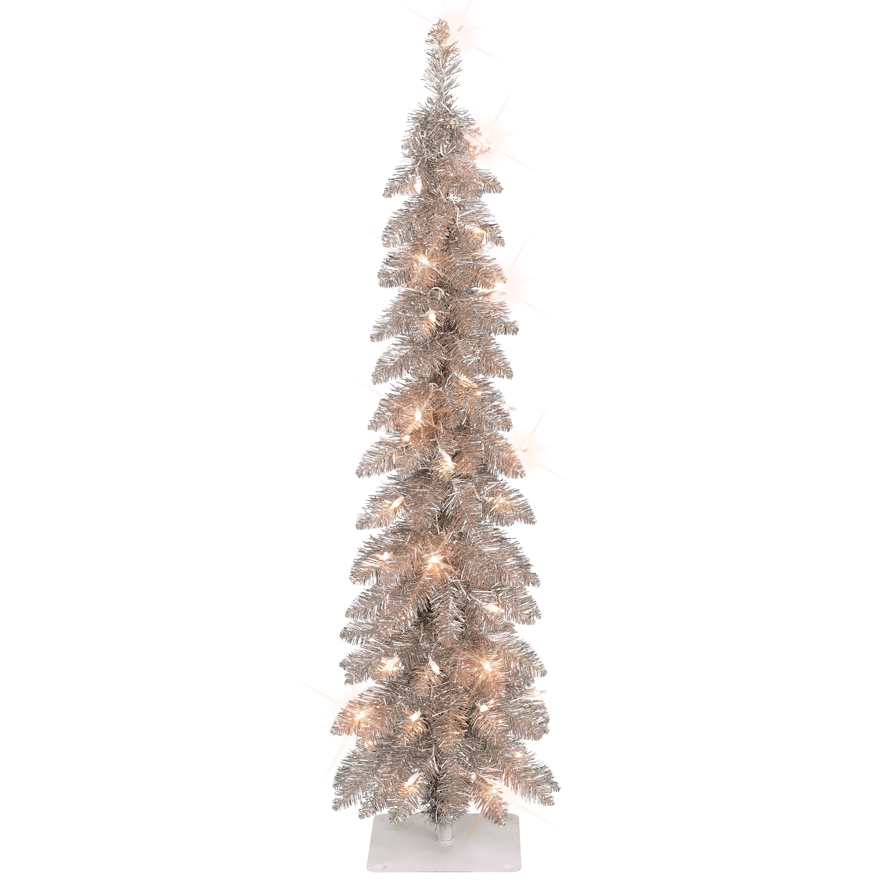 Puleo International 4 ft. Pre-Lit Rose Gold Artificial Alpine Pencil Tree
