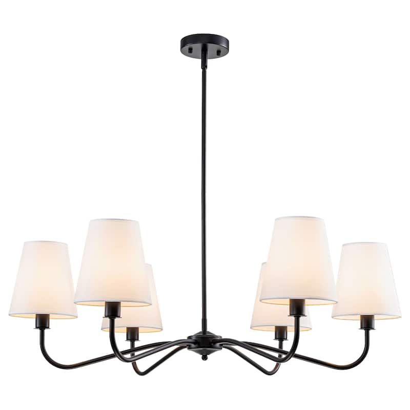 Starsky 6-Light Modern Classic Chandelier with White Linen Shades