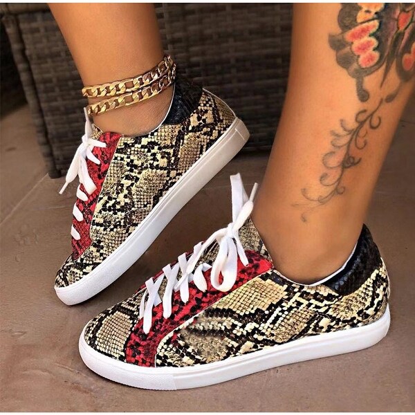 Snakeskin lace up sneakers clearance