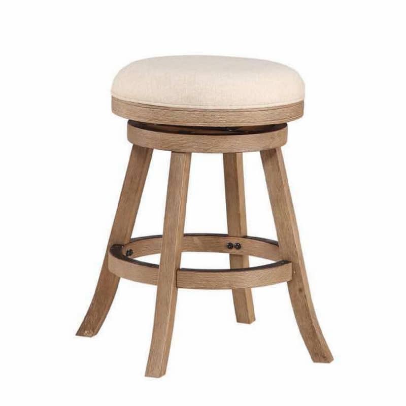 24 Inch Wood Counter Stool, Swivel Seat, High Density Foam Cushion - 17.75 L x 17.75 W x 24.5 H, in inches