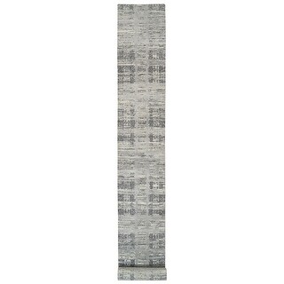 Shahbanu Rugs Light Gray, Hand Spun Undyed Natural Wool, Hand Knotted ...