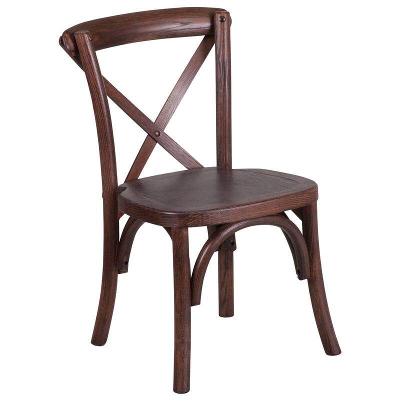 Stackable Kids Mahogany Wood Cross Back Chair - Kids Dining Chair - Mahogany