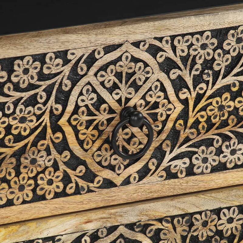 vidaXL Bedside Cabinet Mango wood with iron accents - 13.0 x 19.7 x 23.6 in