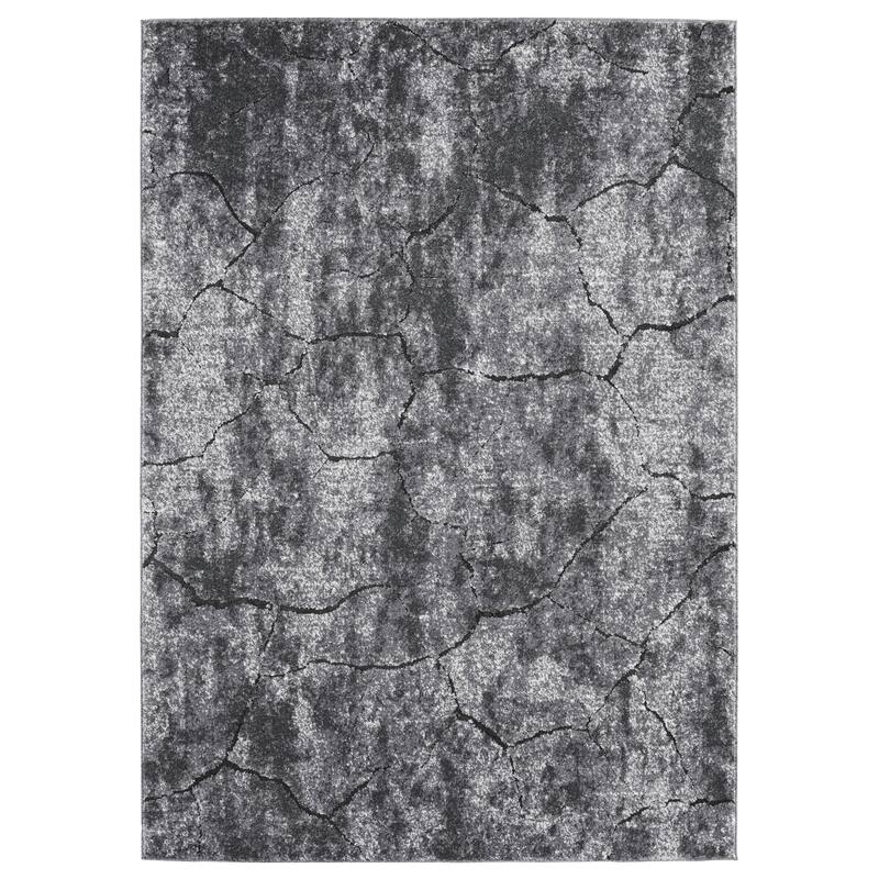 Milan Collection Abstract Stone Area Rug - 3'9'' X 5'9'' - Grey