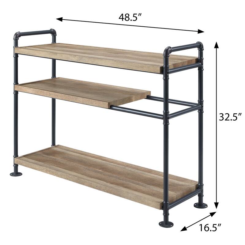 Mankato Oak and Sandy Black 3-Shelf Bookshelf