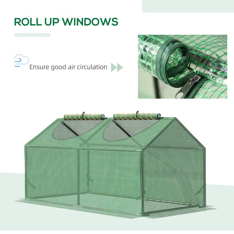 4' x 2' x 2' Portable Mini Greenhouse, Small Green House with PE Cover, Roll-up Zippered Windows for Indoor, Outdoor Garden