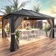 preview thumbnail 15 of 142, Outdoor Hardtop Gazebo Pergola w Galvanized Steel Roof and Aluminum Frame, Prime Curtains and nettings include