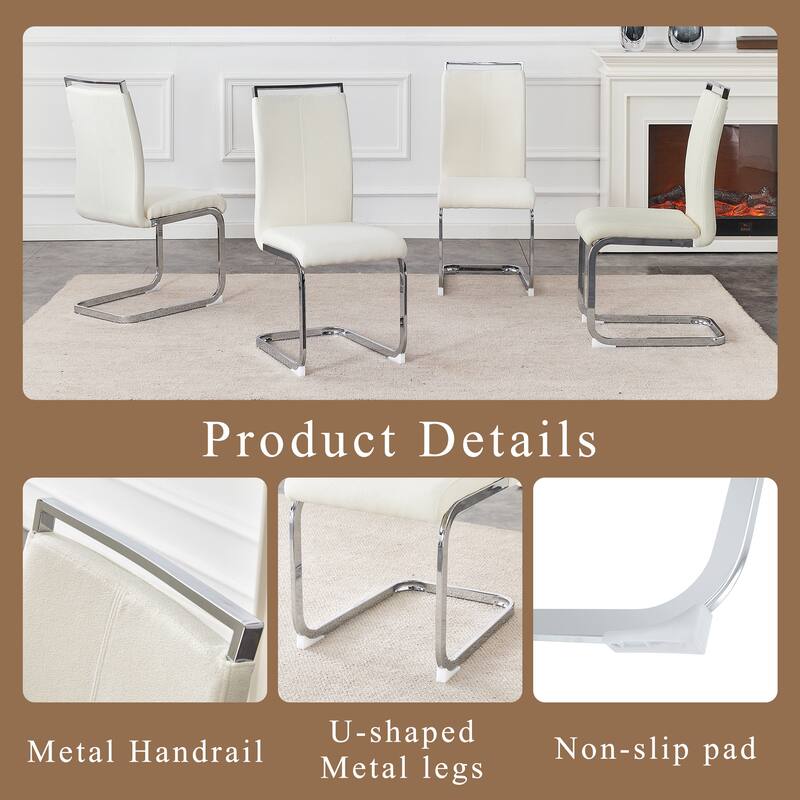 Luxury Dining Chair Set of 4, High Back Upholstered Chairs with Metal Legs, Kitchen & Office High Back Side Chairs