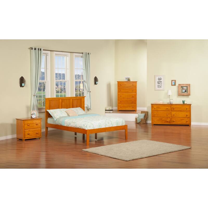 King Platform Bed - City Chic Style Walnut Finish - Modern Bedroom Furniture