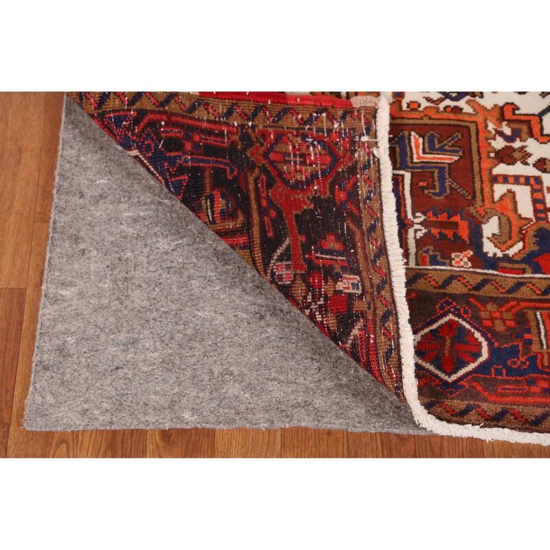 Hand Knotted Oriental 100% Wool Carpet Traditional Medallion Red Heriz Area Rug - 9' 7'' X 6' 9''