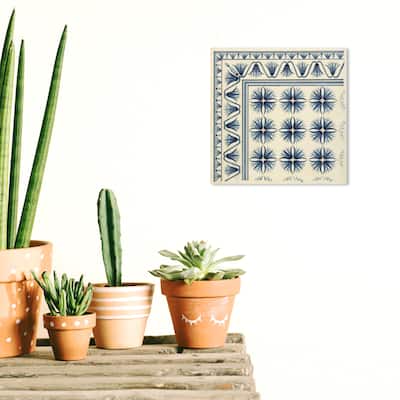 Wynwood Studio Canvas Abstract Floor covering Blue White and Cream White Traditional Wall Art Canvas Print