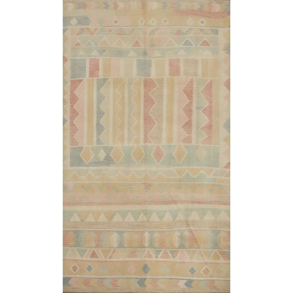 Hand Woven Oriental 100% Wool Carpet Southwestern Tribal Multi-Colored Kilim Area Rug - 9' 9'' X 6' 7''