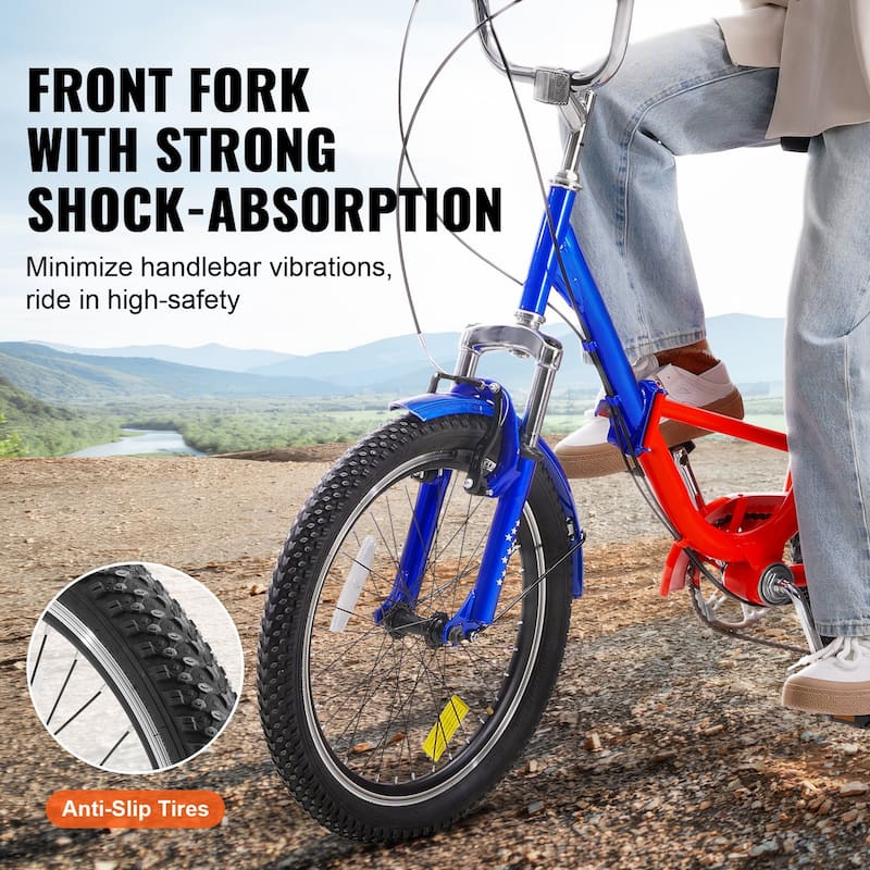 Folding Adult Tricycle 20" 7-Speed 3-Wheel Bike with Basket - 63 x 29.9 x 45.3 in