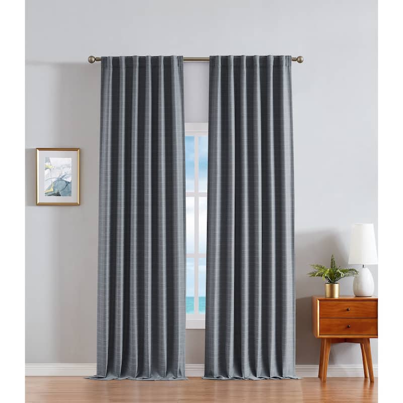 Nautica Robin Thermal Woven Room Darkening Back Tab Window Curtain Panel Pair