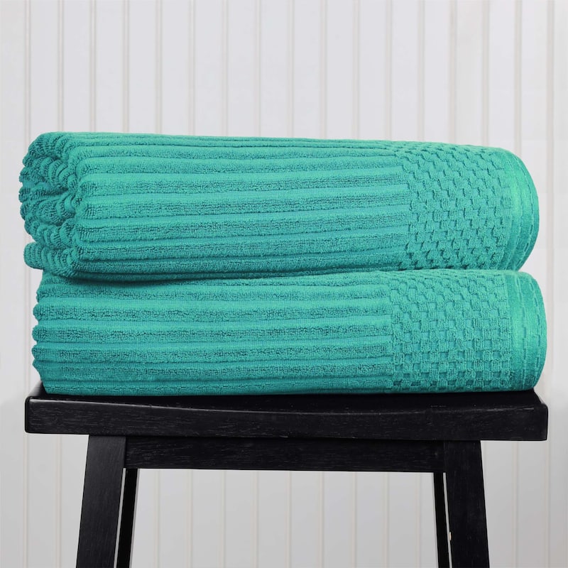 Superior Soho Ribbed Cotton Bath Sheet Set of 2 - Turquoise
