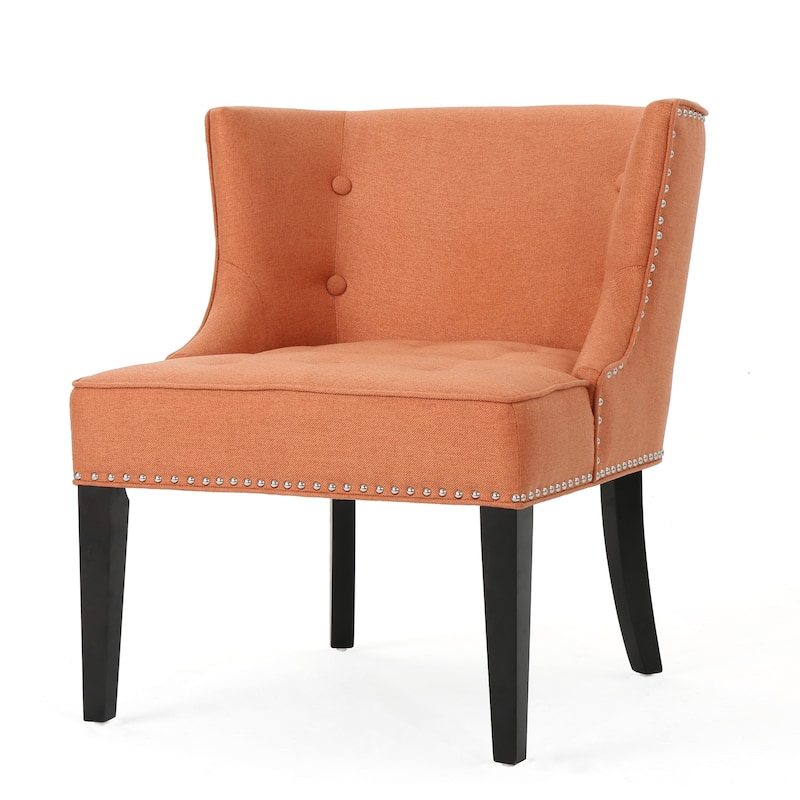 Modern 28" Accent Chair with Button Tufted Waffle Stitching and Nailheads