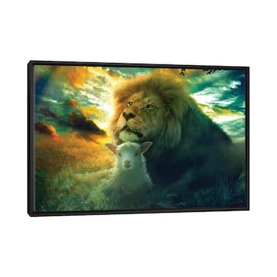 iCanvas "Lion And Lamb Truth And Humility" by Claudia McKinney Framed Canvas Print