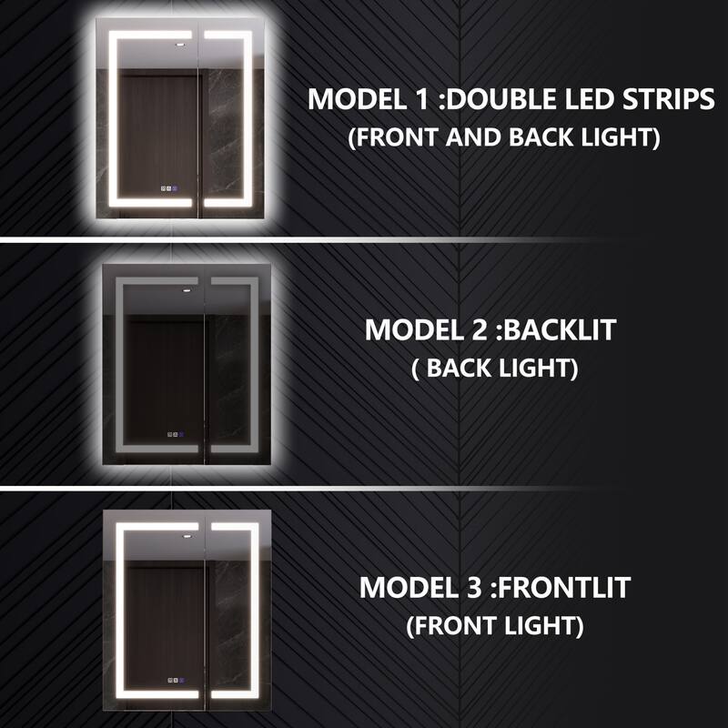 Modland 24"-42W x 36"H LED Medicine Cabinet Mirror with USB Charging,5x Makeup Mirror