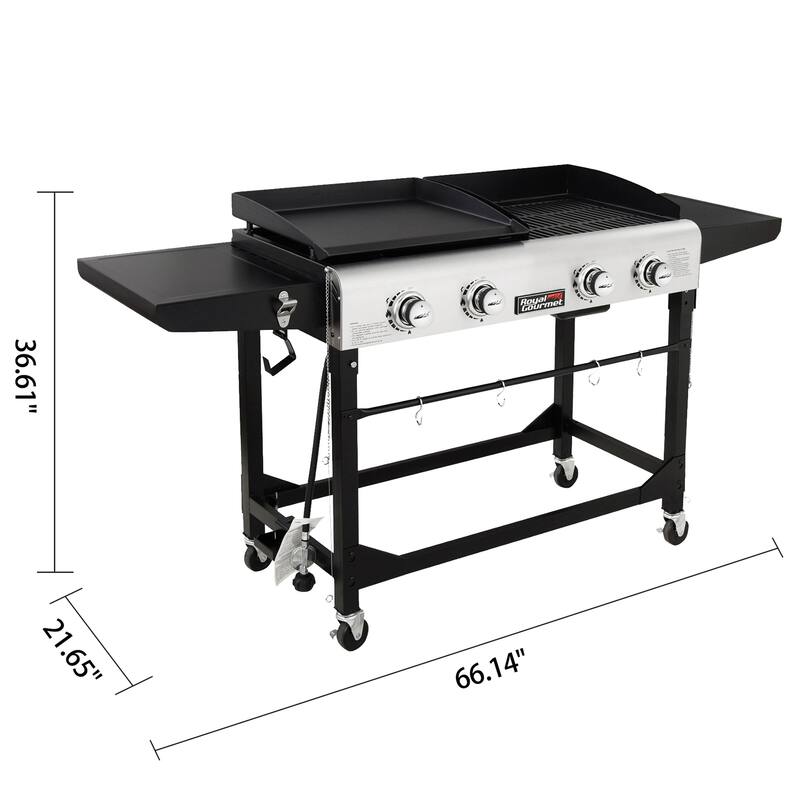 Royal Gourmet 4-Burner Gas Grill and Griddle Combo with Folding Legs