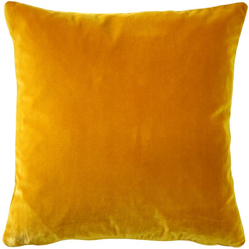 Pillow Decor Castello Soft Velvet Throw Pillows (3 Sizes, 18 Colors) - Deep Yellow - 17" x 17' - Cover Only