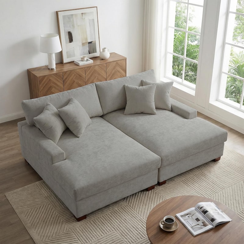 Modern Upholstered Chenille Modular Sectional Sofa with 2 Chaise