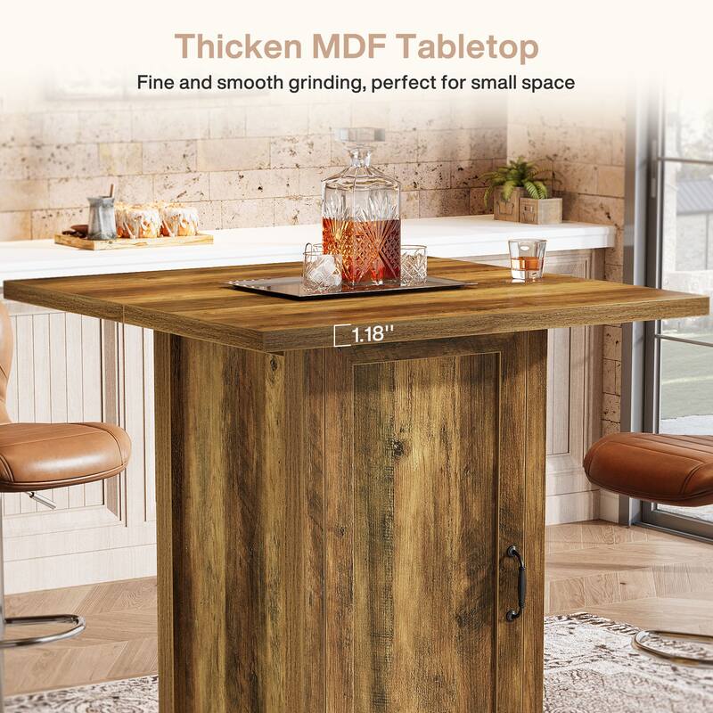 Bar Table with Closed Door, 31.5-Inch Square Cocktail Pub Table