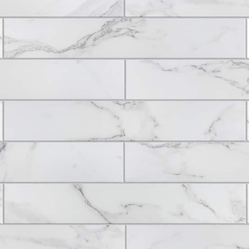 Merola Tile Tinos White 3-1/8" x 17-3/8" Porcelain Floor and Wall Tile