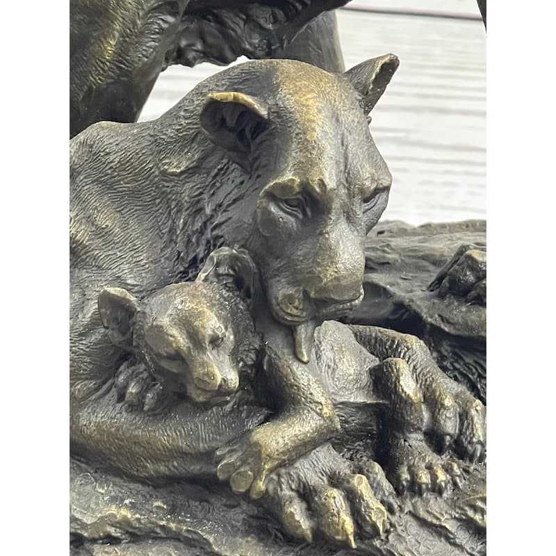 African Lion Family Wild Life Bronze Sculpture Indoor Outdoor Home Decor By Barye