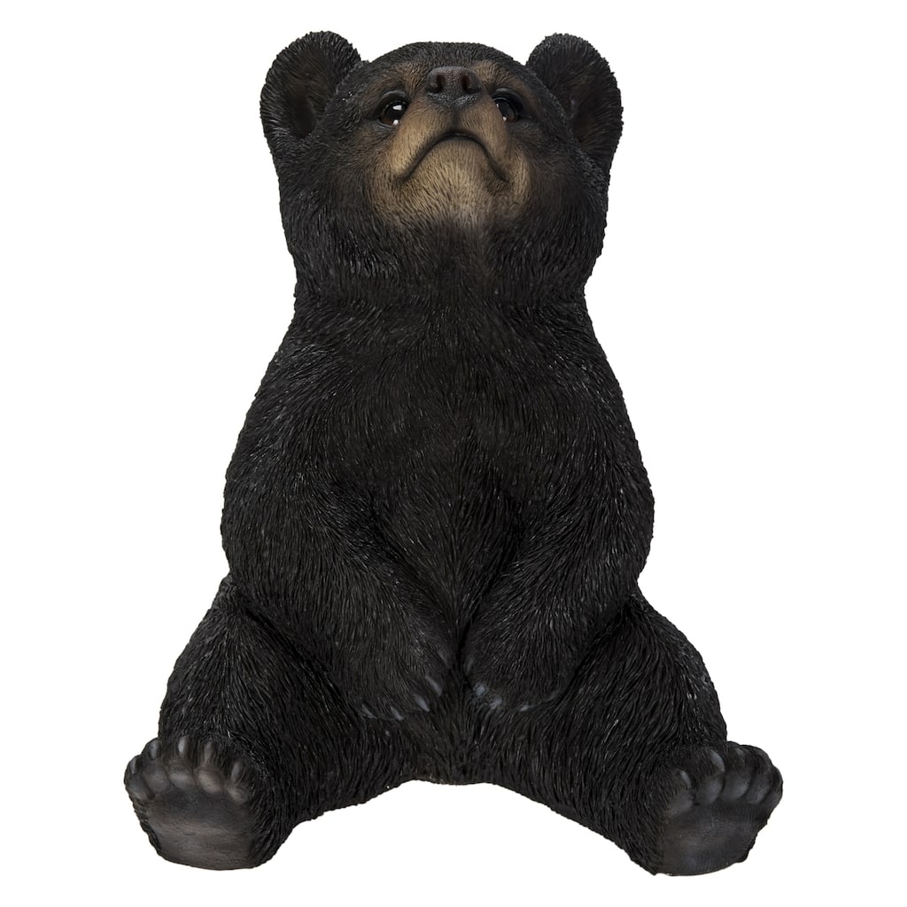 14.25" Sitting Bear Cub with Head Up Outdoor Garden Statue