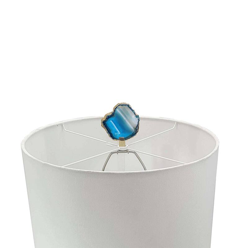 15x29.5" Blue and White Agate Slice Table Lamp with Marble Base