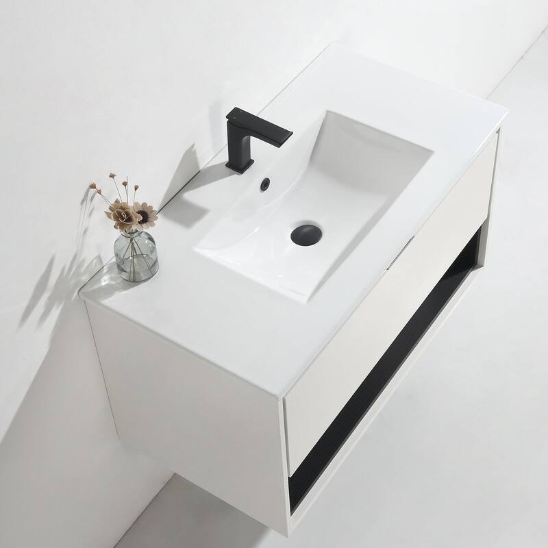 24"/30"/32"/36" Floating Bathroom Vanity Set with Ceramic Sink