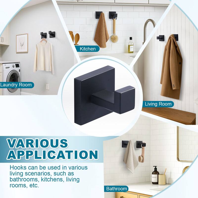 WOWOW J-Hook Wall Mount Robe/Towel Hook 2PCS