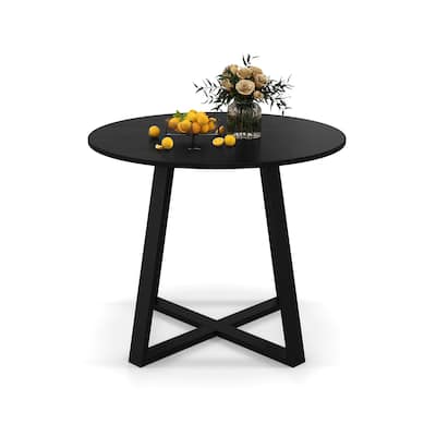 Modern 36” Round Kitchen Table with Black Wood Finish and Pedestal Support Perfect Seats 4 People - 36" x 36” x 30" (L x W x H)