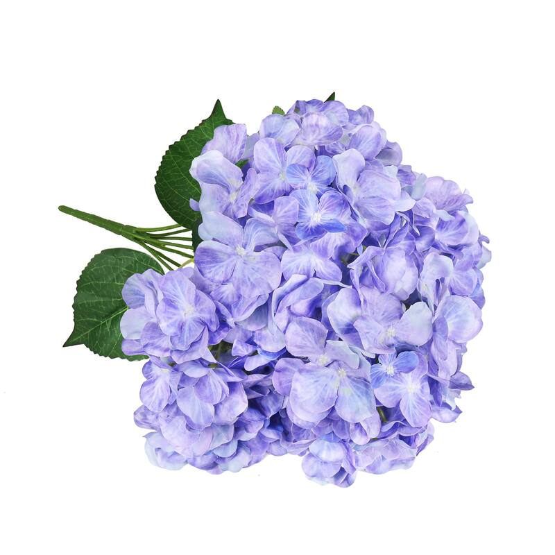 Set of 2 Deluxe Natural-Look Periwinkle Artificial Hydrangea Flower Stem Bush Bouquet 20in - 20" L x 12" W x 12" DP