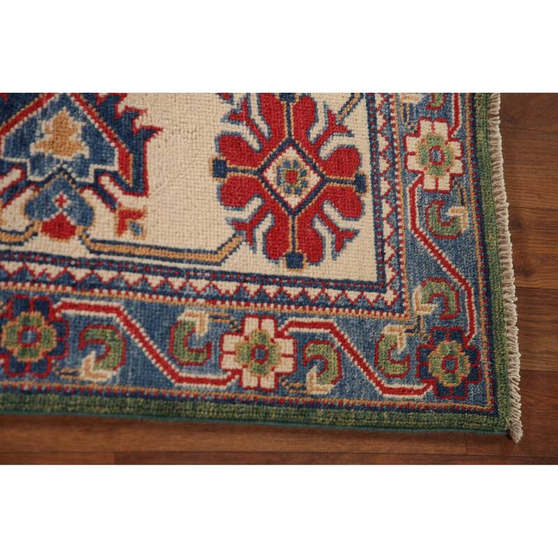 Green Kazak Area Rug Hand-Knotted Wool Carpet - 6'5" x 9'8"