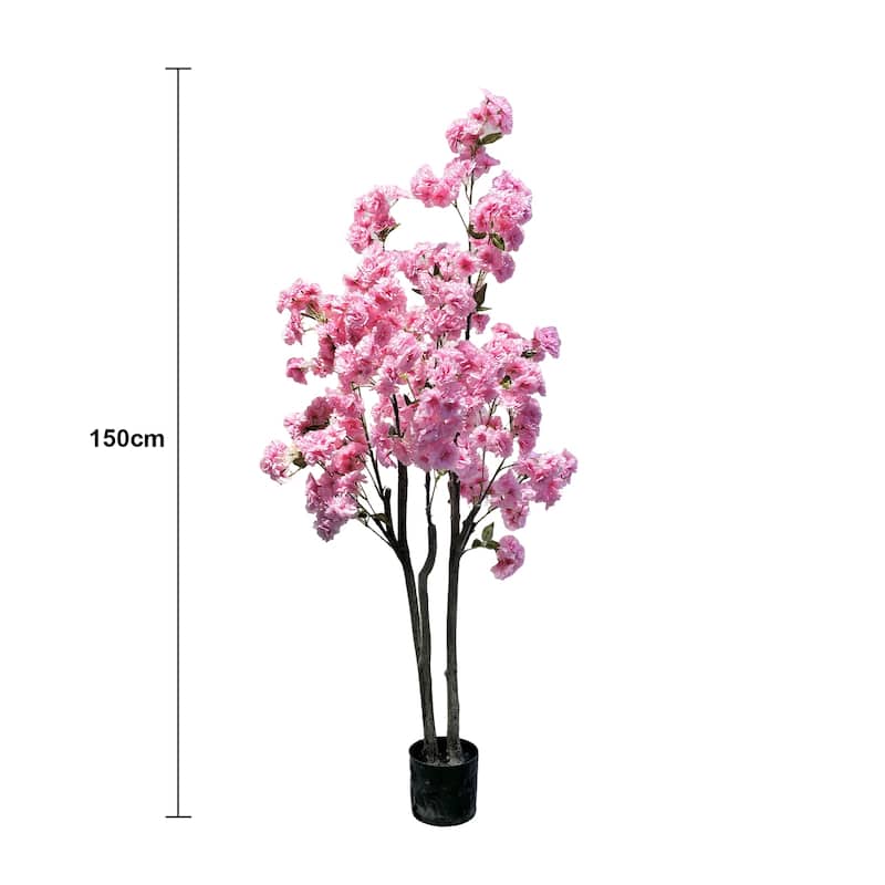 Decorative Faux Artificial Cherry Blossom Silk Tree in Pot for Home Decor