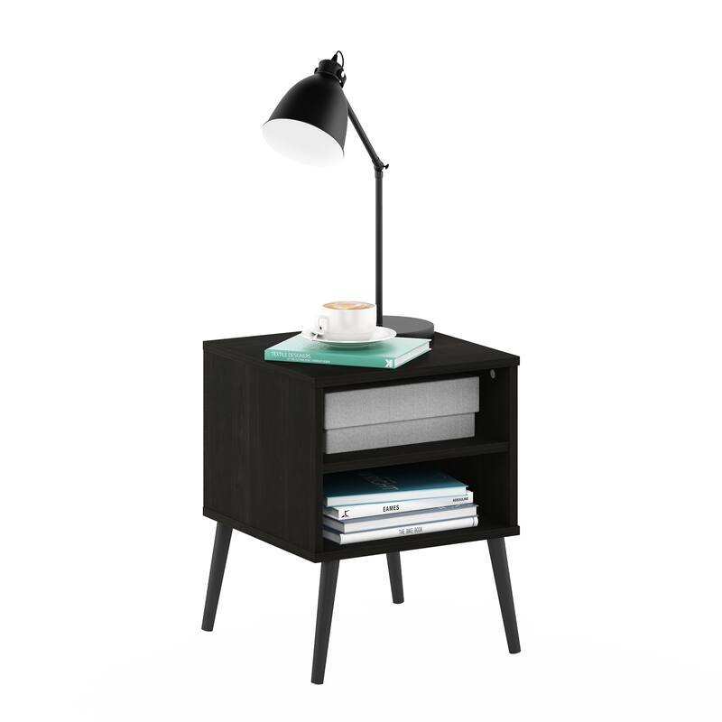 Furinno Claude Mid Century Style End Table with Wood Legs - Espresso