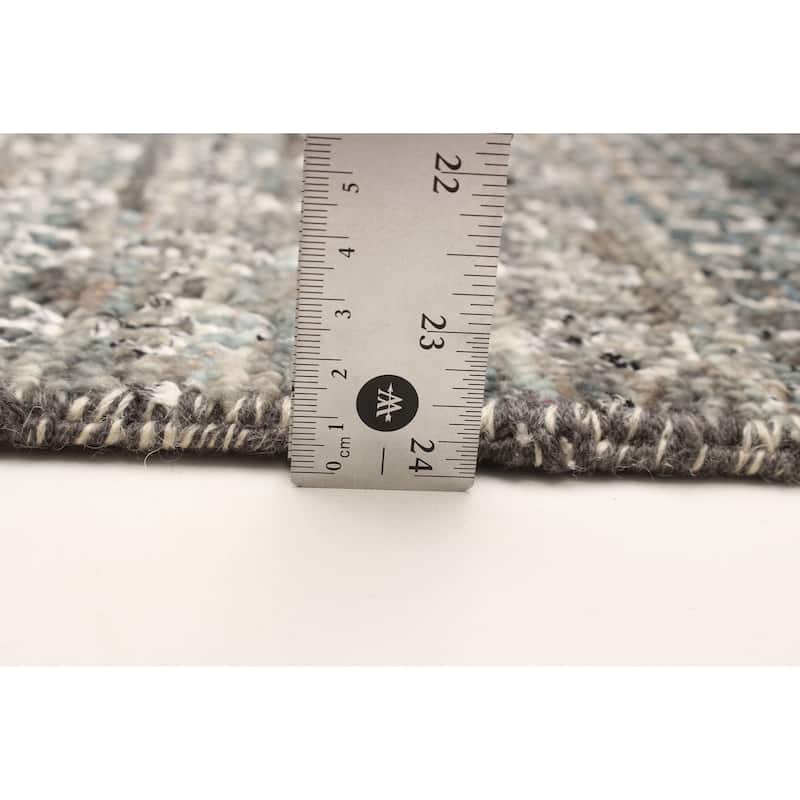 ECARPETGALLERY Hand-knotted Silk Shadow Charcoal Viscose, Wool Rug - 2'9 x 13'0