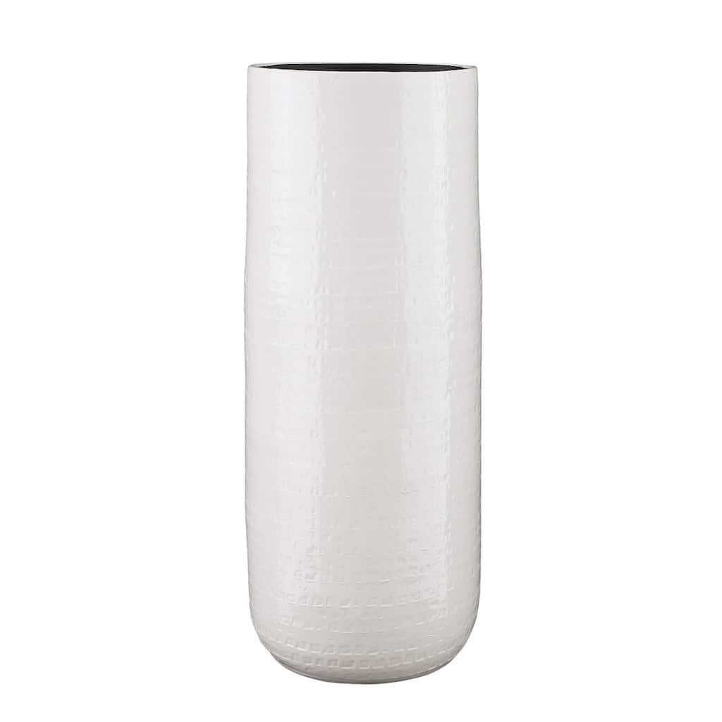 Floyd Vase Round White 11"Dia x 27.5"H -ST