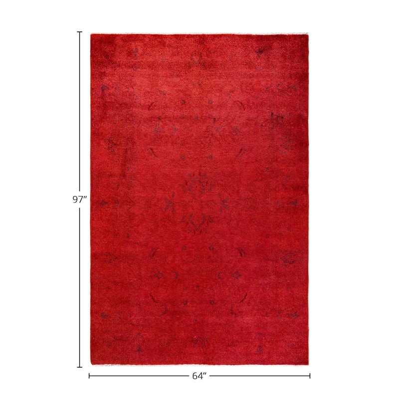 Vibrance, One-of-a-Kind Hand-Knotted Area Rug - Red, 5' 4" x 8' 1" - 5' 4" x 8' 1"