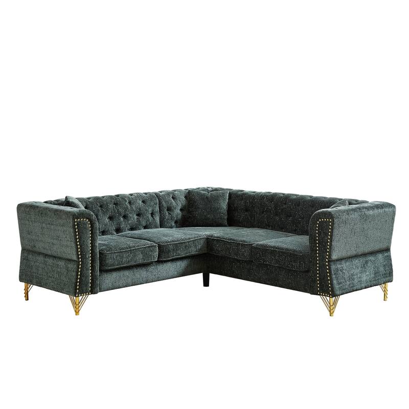 81.5'' Chenille L-Shaped 5-Seat Sectional Sofa with 3 Cushions, Stylish Corner Couch for Living Room or Bedroom