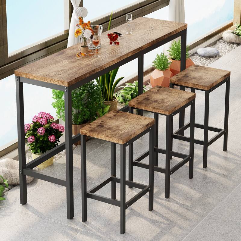 Pub Table Set with 3 Stools