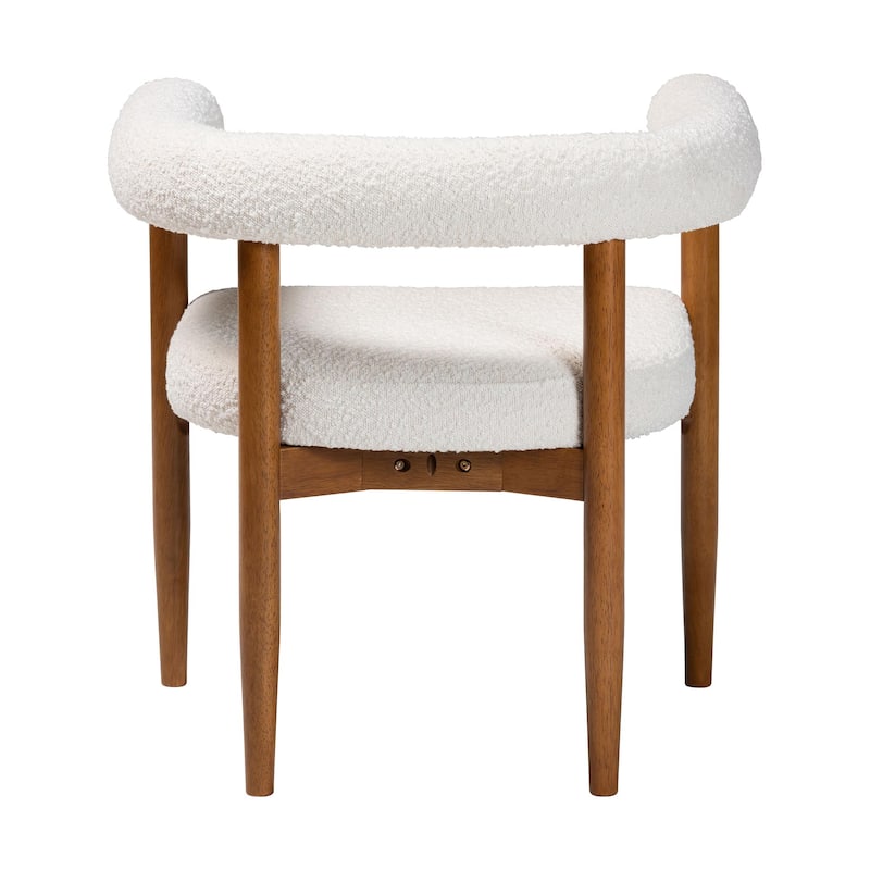 Caia Boucle Dining Chair - Modern Upholstered Accent Armchair, Cream, Minimalist Design