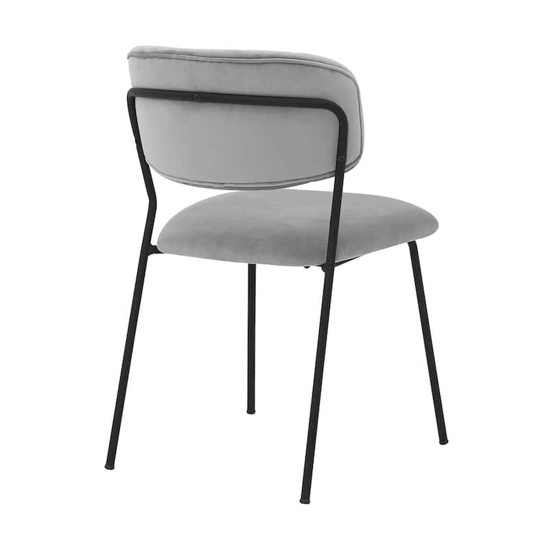 Carlo Grey Velvet and Metal Dining Room Chairs - Set of 2
